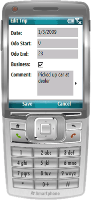 TripsNMiles Data Entry Screen